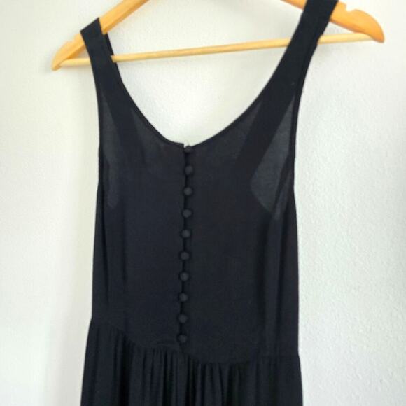 Madewell Smocked Button-Front Cropped Jumpsuit Black Size 4 Easy Comfy - Picture 5 of 11